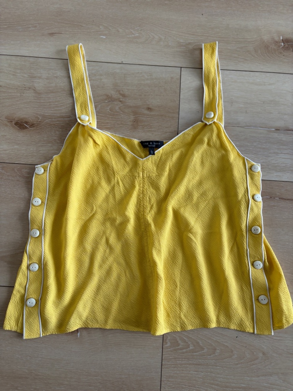 Rag & Bone Bright Yellow Button-Trim top.